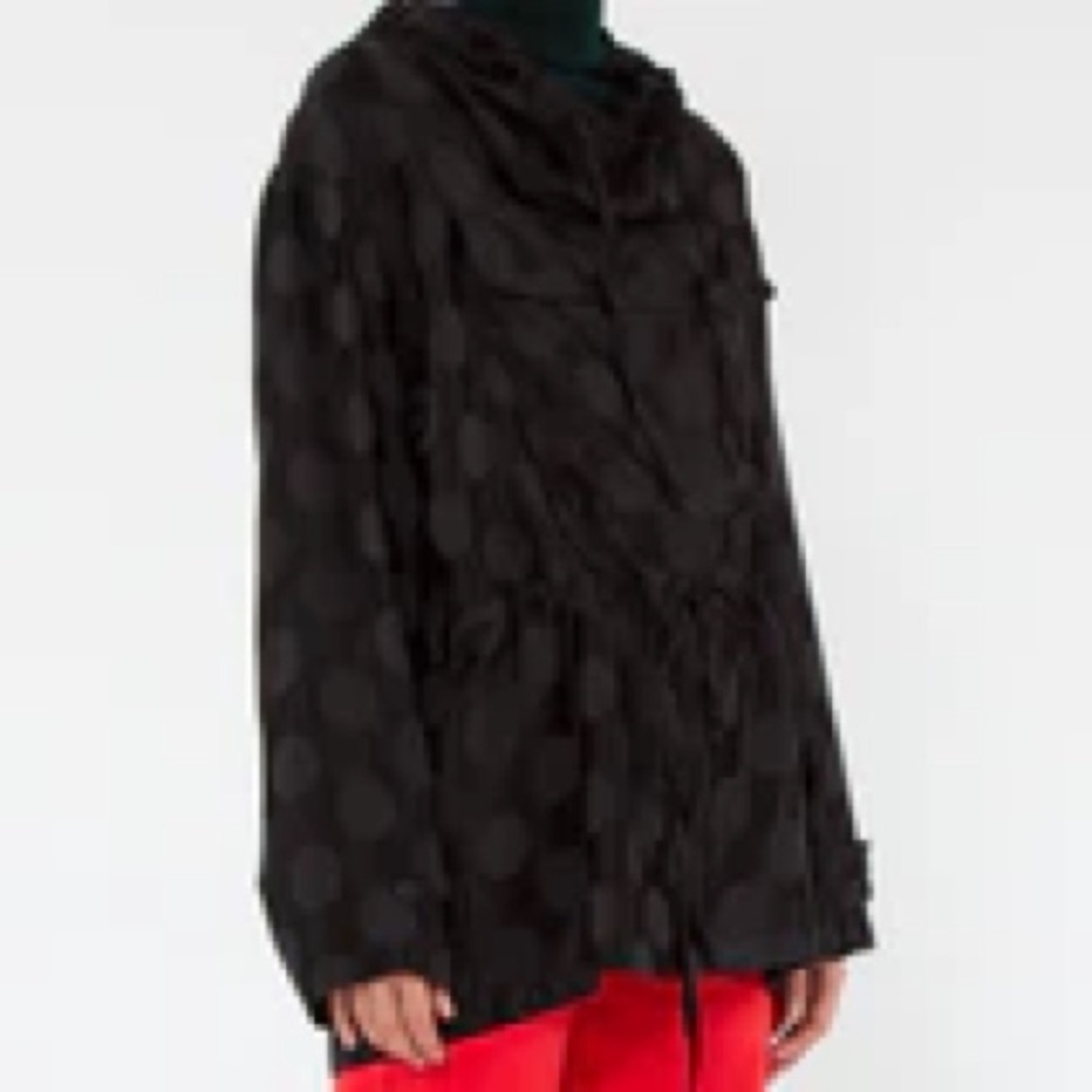 Creatures of Comfort black polka dot jacquard tunic top